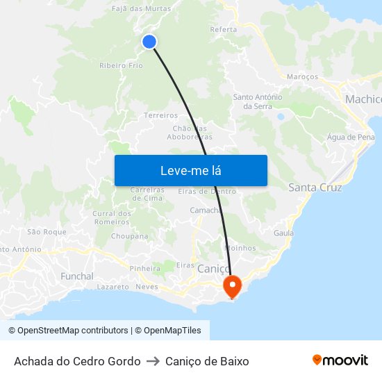 Achada do Cedro Gordo to Caniço de Baixo map