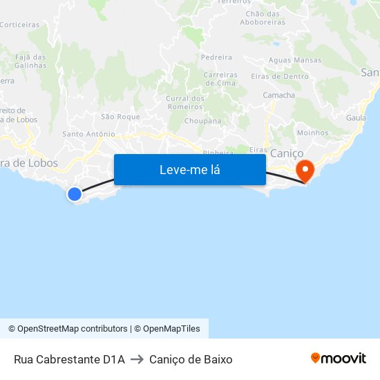 Rua Cabrestante  D1A to Caniço de Baixo map