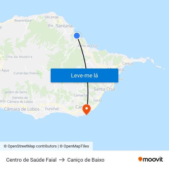 Centro de Saúde Faial to Caniço de Baixo map