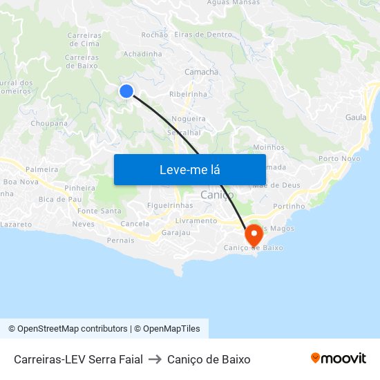 Carreiras-LEV Serra Faial to Caniço de Baixo map