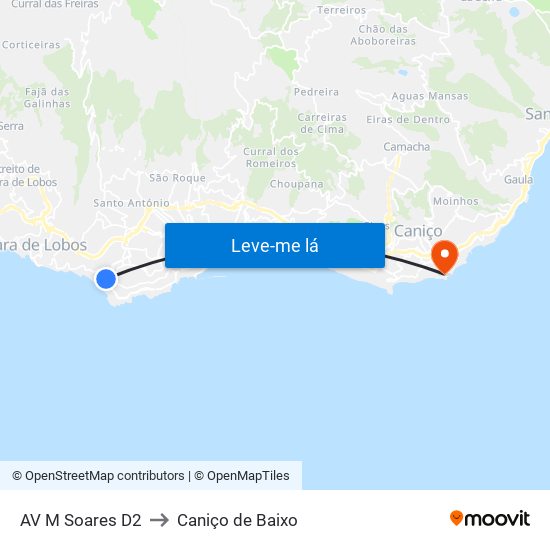 AV M Soares D2 to Caniço de Baixo map