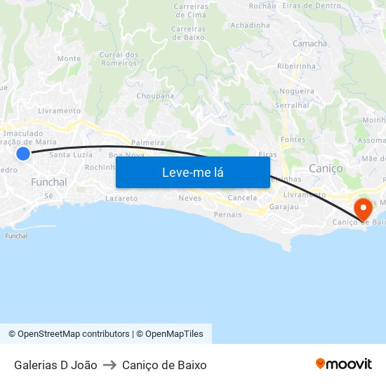 Galerias D João to Caniço de Baixo map