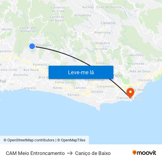 CAM Meio  Entroncamento to Caniço de Baixo map