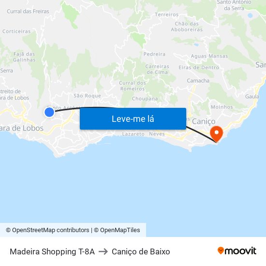 Madeira Shopping  T-8A to Caniço de Baixo map