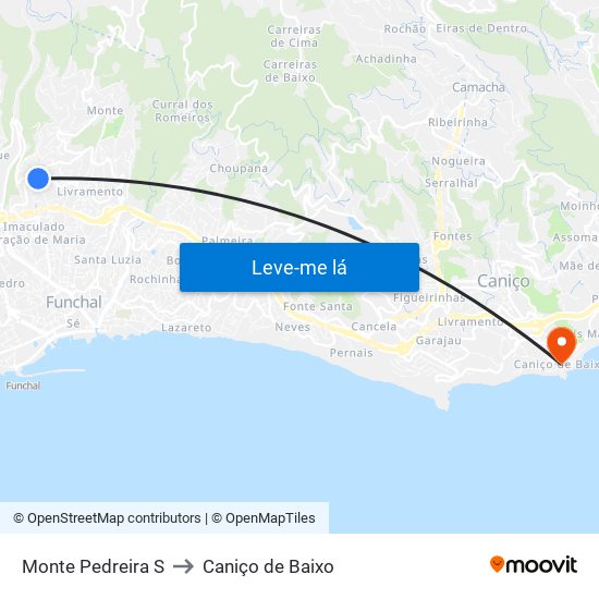 Monte  Pedreira  S to Caniço de Baixo map