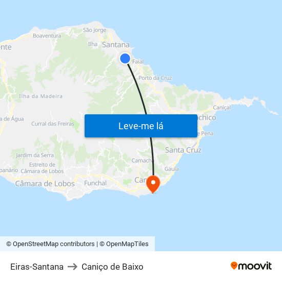 Eiras-Santana to Caniço de Baixo map