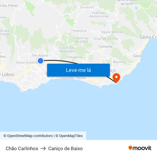 Chão Carlinhos to Caniço de Baixo map