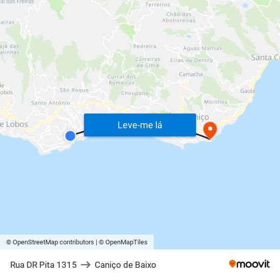 Rua DR Pita 1315 to Caniço de Baixo map