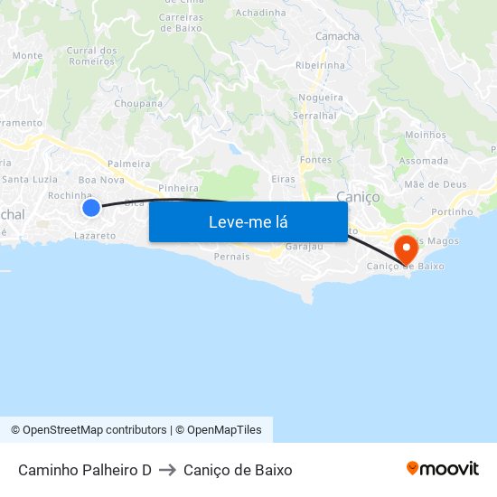 Caminho Palheiro  D to Caniço de Baixo map