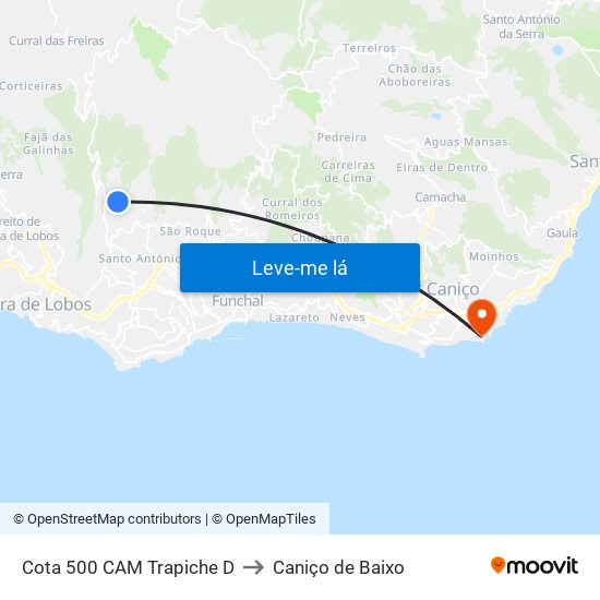 Cota 500  CAM Trapiche  D to Caniço de Baixo map