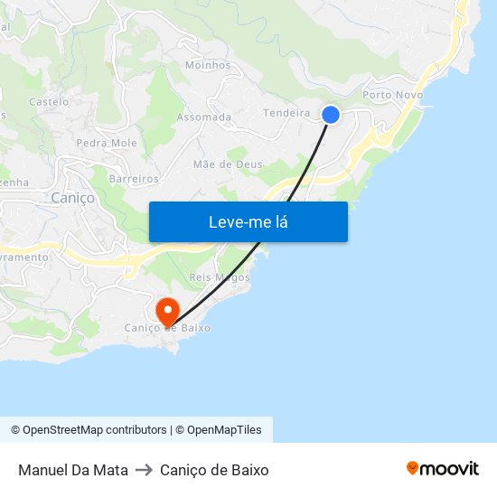 Manuel Da Mata to Caniço de Baixo map