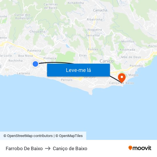 Farrobo De Baixo to Caniço de Baixo map