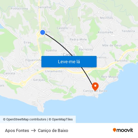 Apos Fontes to Caniço de Baixo map