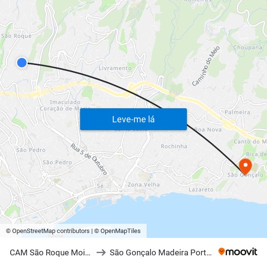 CAM São Roque  Moinho to São Gonçalo Madeira Portugal map