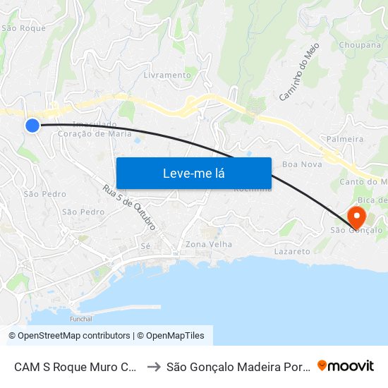 CAM S Roque  Muro Coelha to São Gonçalo Madeira Portugal map