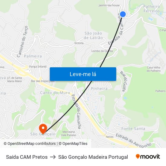 Saída CAM Pretos to São Gonçalo Madeira Portugal map