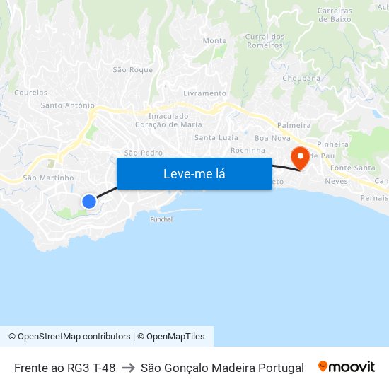 Frente ao RG3  T-48 to São Gonçalo Madeira Portugal map