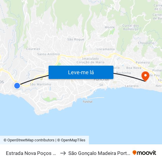 Estrada Nova Poços CMF to São Gonçalo Madeira Portugal map