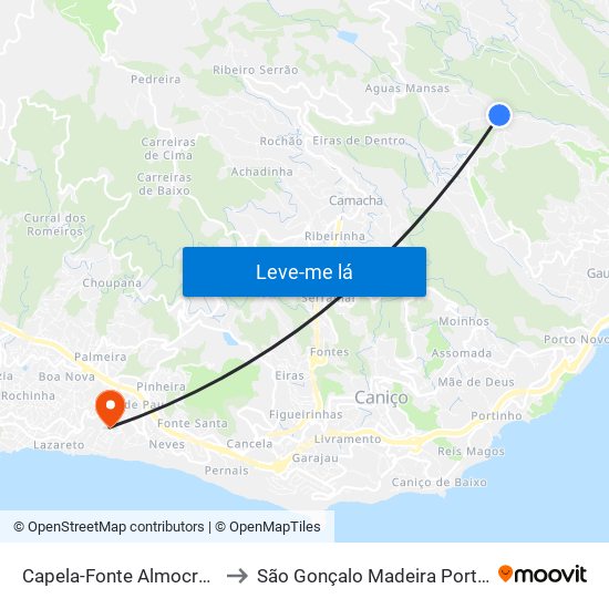 Capela-Fonte Almocreves to São Gonçalo Madeira Portugal map