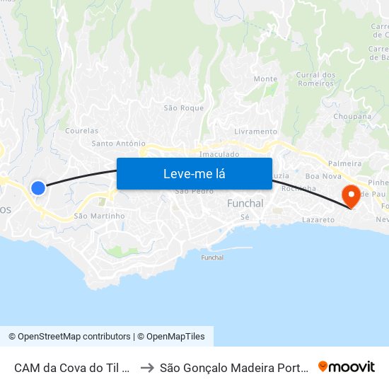 CAM da Cova do Til  S6A to São Gonçalo Madeira Portugal map