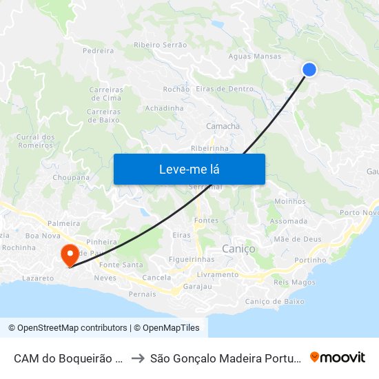 CAM do Boqueirão  1A to São Gonçalo Madeira Portugal map