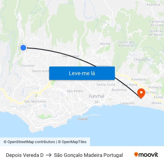 Depois Vereda  D to São Gonçalo Madeira Portugal map