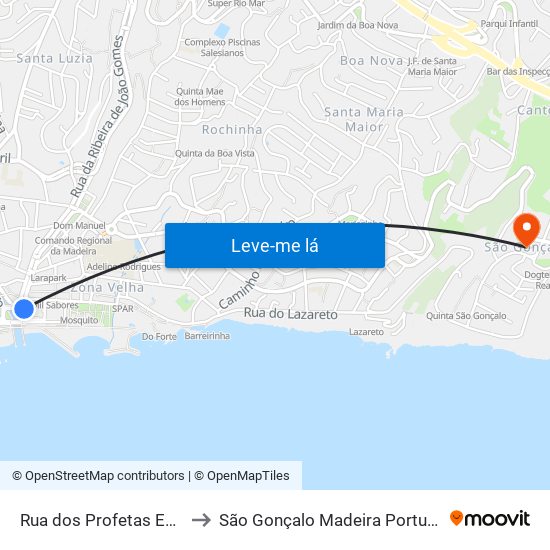 Rua dos Profetas  EEM to São Gonçalo Madeira Portugal map