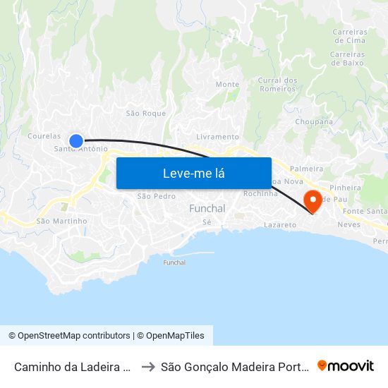 Caminho da Ladeira  D2A to São Gonçalo Madeira Portugal map