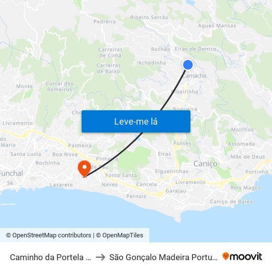 Caminho da Portela  1A to São Gonçalo Madeira Portugal map
