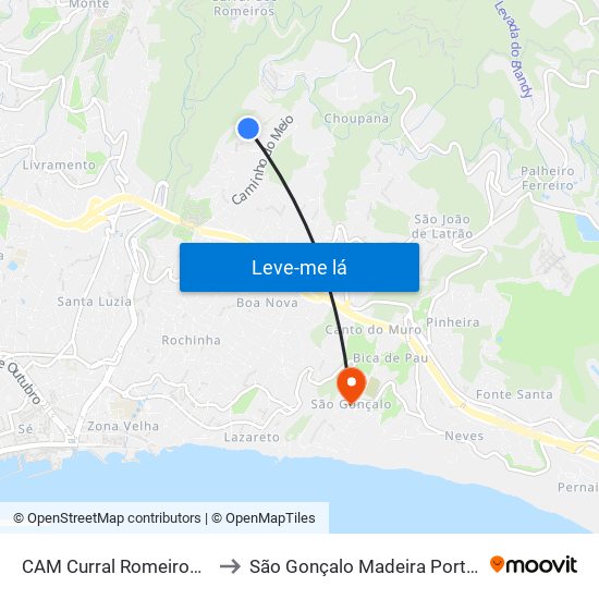 CAM Curral Romeiros  D5 to São Gonçalo Madeira Portugal map