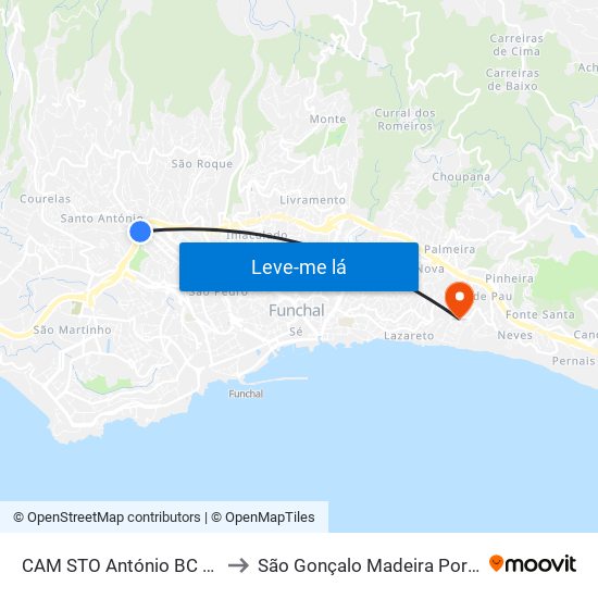 CAM STO António  BC ESCL to São Gonçalo Madeira Portugal map