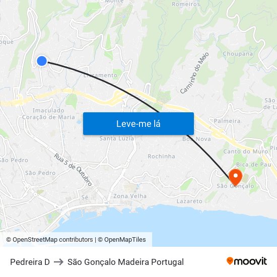 Pedreira  D to São Gonçalo Madeira Portugal map