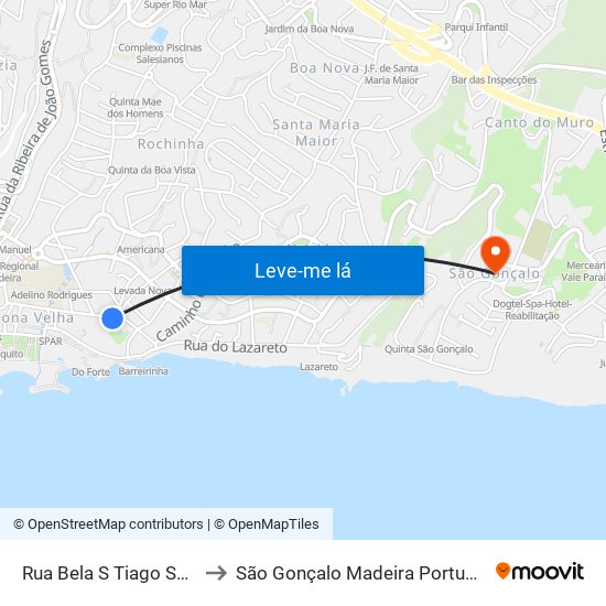 Rua Bela S Tiago  S3A to São Gonçalo Madeira Portugal map