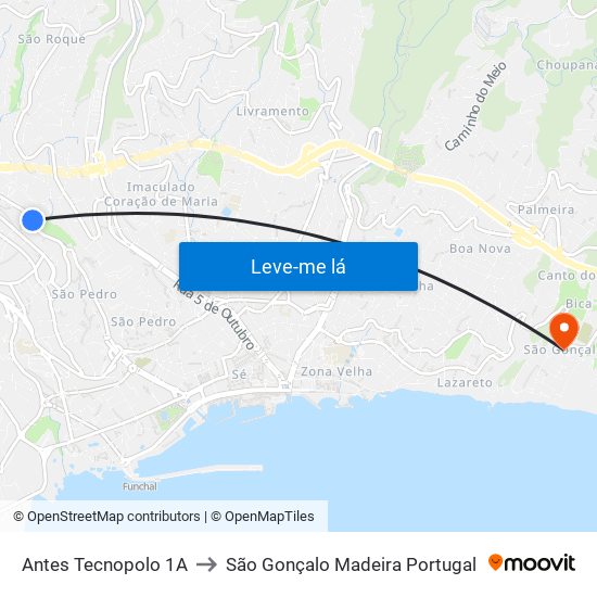 Antes Tecnopolo  1A to São Gonçalo Madeira Portugal map