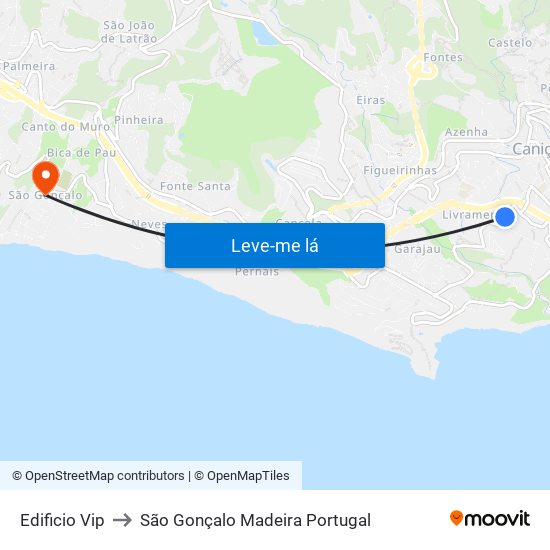 Edificio Vip to São Gonçalo Madeira Portugal map