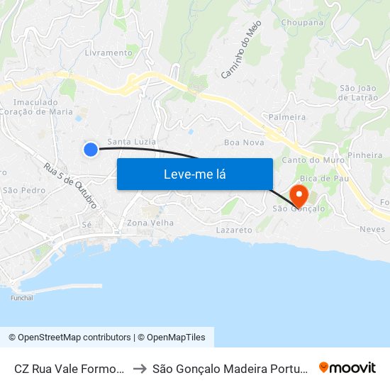 CZ Rua Vale Formoso to São Gonçalo Madeira Portugal map