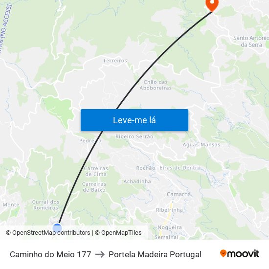 Caminho do Meio  177 to Portela Madeira Portugal map