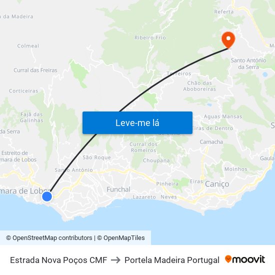 Estrada Nova Poços CMF to Portela Madeira Portugal map