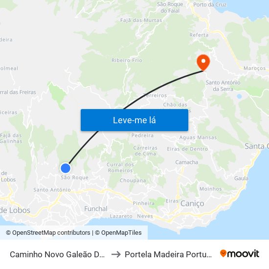 Caminho Novo Galeão  D1A to Portela Madeira Portugal map