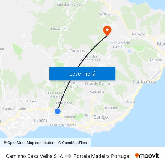 Caminho Casa Velha  S1A to Portela Madeira Portugal map