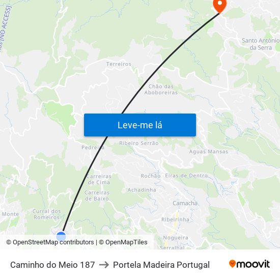 Caminho do Meio  187 to Portela Madeira Portugal map