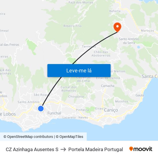 CZ Azinhaga Ausentes  S to Portela Madeira Portugal map