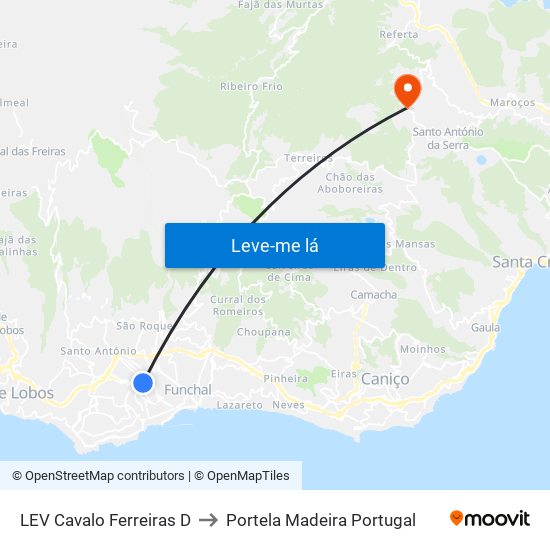 LEV Cavalo  Ferreiras  D to Portela Madeira Portugal map