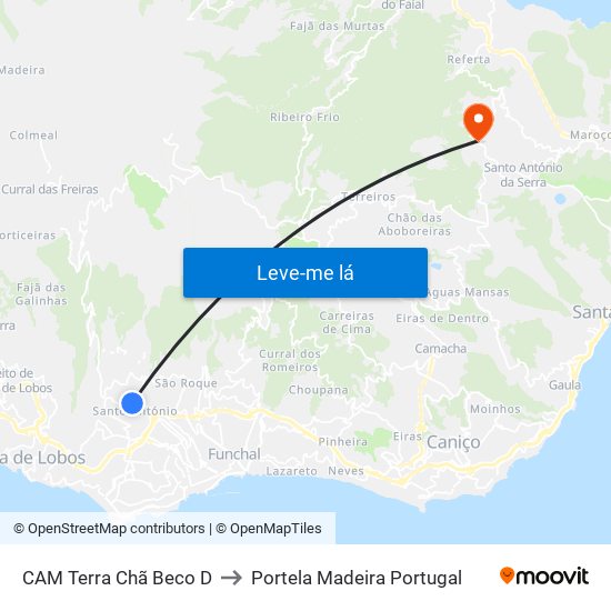 CAM Terra Chã  Beco  D to Portela Madeira Portugal map