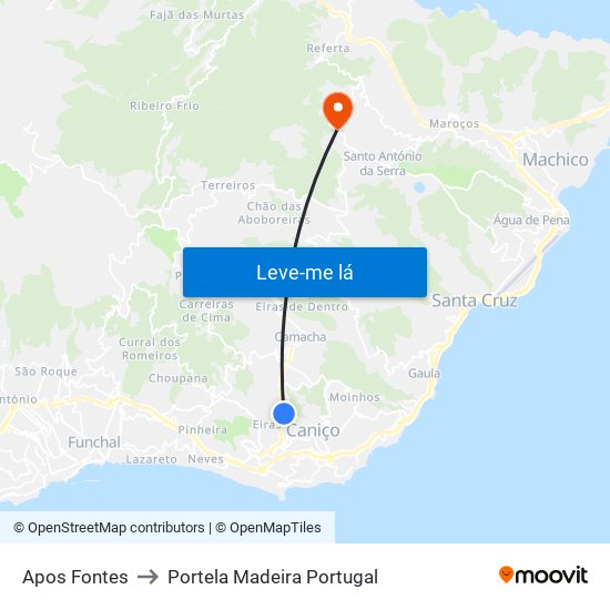 Apos Fontes to Portela Madeira Portugal map