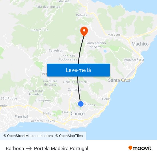 Barbosa to Portela Madeira Portugal map