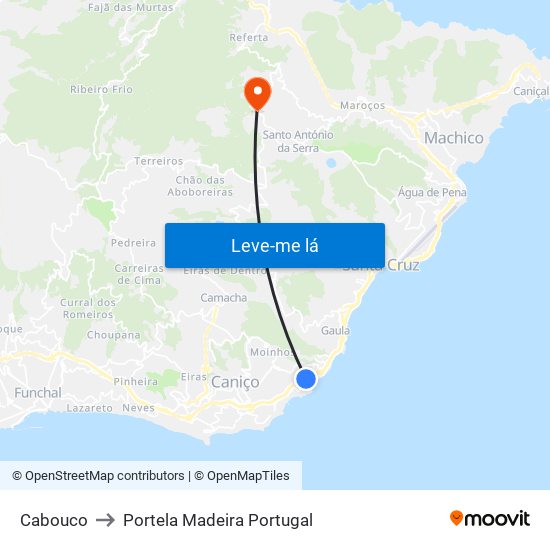 Cabouco to Portela Madeira Portugal map