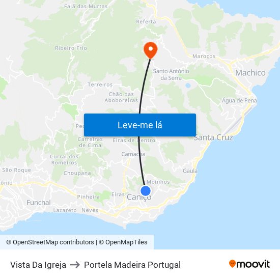 Vista Da Igreja to Portela Madeira Portugal map