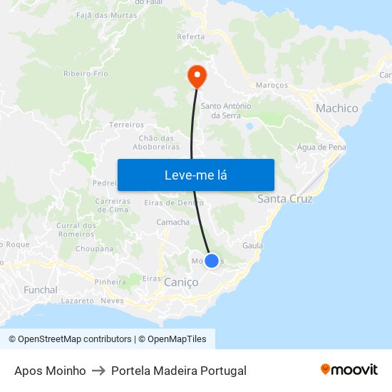 Apos Moinho to Portela Madeira Portugal map