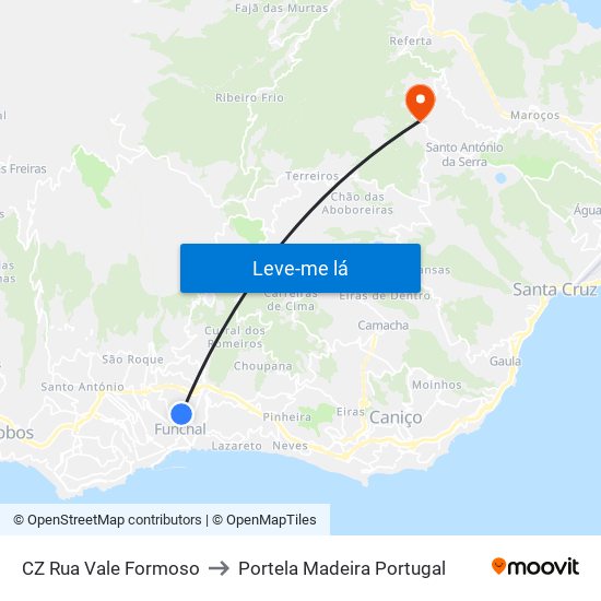 CZ Rua Vale Formoso to Portela Madeira Portugal map